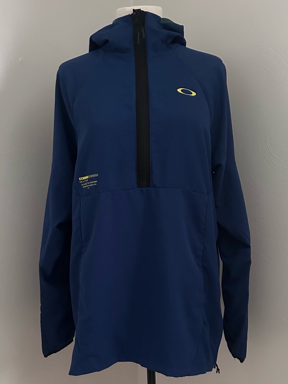Oakley Lightweight Blue Hooded Pullover with Yellow Logo
